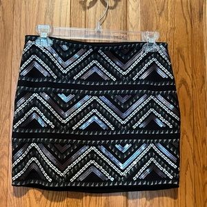 Express Womens Size XS Black Stretch Sequin Mini Skirt